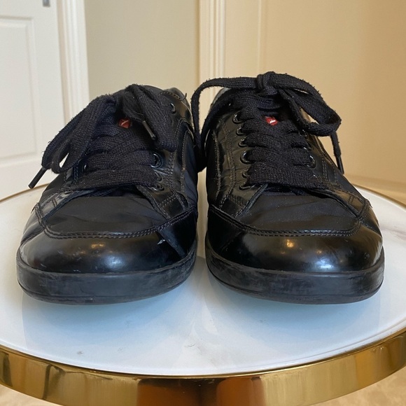 Prada Black Nylon and Patent Leather Low Top Sneakers Size 7 or 8 or 8.5 - Picture 5 of 17